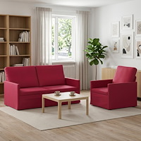 vidaXL Soffset 2 st 3-sits Vinröd 150 x 81 x 82 cm Sammet (V)