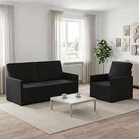 vidaXL Soffset 2 st 3-sits Svart 150 x 81 x 82 cm Sammet (V)