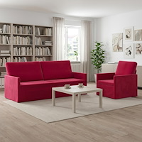 vidaXL Soffset 2 st 4-sits Vinröd 190 x 81 x 82 cm Sammet (V)
