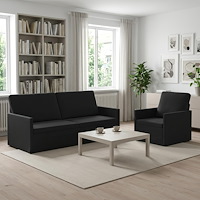 vidaXL Soffset 2 st 4-sits Svart 190 x 81 x 82 cm Sammet (V)