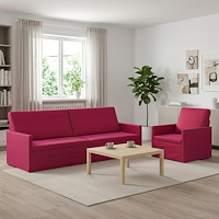 vidaXL Soffset 2 st 4-sits Vinröd 220 x 81 x 82 cm Sammet (V)