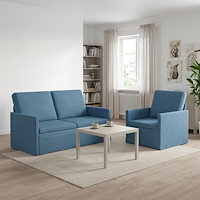 vidaXL Soffset 2 st 3-sits Blå 130 x 81 x 82 cm Kordread tyg