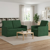 vidaXL Soffset 2 st 3-sits Jungelgrön 130 x 81 x 82 cm Kordread tyg