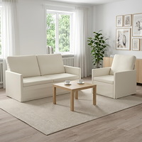 vidaXL Soffset 2 st 3-sits Gräddvit 150 x 81 x 82 cm Kordread tyg