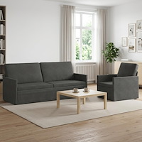 vidaXL Soffset 2 st 4-sits Mörkgrå 190 x 81 x 82 cm Kordread tyg
