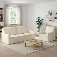 vidaXL Soffset 2 st 4-sits Gräddvit 190 x 81 x 82 cm Kordread tyg