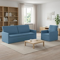 vidaXL Soffset 2 st 4-sits Blå 190 x 81 x 82 cm Kordread tyg