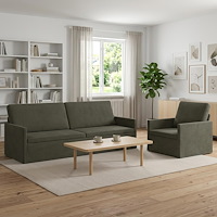 vidaXL Soffset 2 st 4-sits Ljusgrå 220 x 81 x 82 cm Kordread tyg