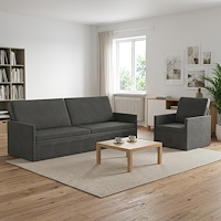 vidaXL Soffset 2 st 4-sits Mörkgrå 220 x 81 x 82 cm Kordread tyg