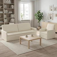 vidaXL Soffset 2 st 4-sits Gräddvit 220 x 81 x 82 cm Kordread tyg