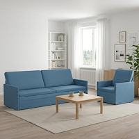 vidaXL Soffset 2 st 4-sits Blå 220 x 81 x 82 cm Kordread tyg