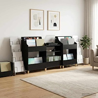 vidaXL Mediamöbelset 3 st Svart ek 212 x 46 x 112 cm Konstruerat trä