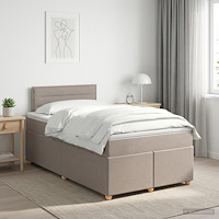 vidaXL Kontinentalsäng med madrass Taupe 120 x 200 cm Tyg
