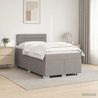 vidaXL Boxspring säng med madrass och LED Taupe 120 x 200 cm Tyg