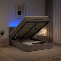 vidaXL Ottoman-säng med madrass och LED Taupe 120 x 200 cm Tyg
