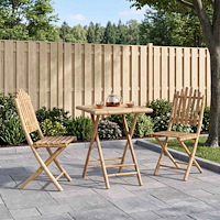 vidaXL Fällbart trädgårdsdining set 3 st Naturlig Bambu