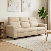 vidaXL Soffa Gräddvit 214 x 90 x 95 cm Tyg