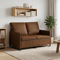 vidaXL Soffa för 2 personer Brun 130 x 81 x 82 cm Faux mockatyg