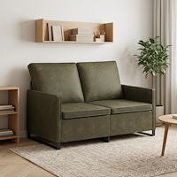 vidaXL Soffa för 2 personer Armégrön 130 x 81 x 82 cm Faux mockatyg