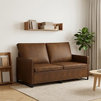 vidaXL Soffa för 2 personer Brun 150 x 81 x 82 cm Faux mockatyg
