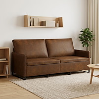 vidaXL 3-sitssoffa Brun 190 x 81 x 82 cm Faux mockatyg