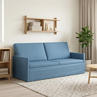 vidaXL 3-sitssoffa Blå 190 x 81 x 82 cm Kordread tyg