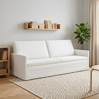 vidaXL 3-sitssoffa Vit 220 x 81 x 82 cm Tyg
