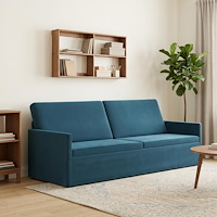 vidaXL 3-sitssoffa Blå 220 x 81 x 82 cm Sammet (V)