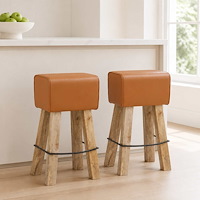 vidaXL Barpall 2 st Brun 44 x 33 x 74 cm Äkta läder