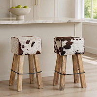 vidaXL Barpall 2 st Brun och vit 44 x 33 x 74 cm Äkta läder