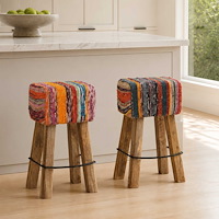 vidaXL Barpall 2 st Flerfärgsdesign 44 x 33 x 74 cm Äkta läder