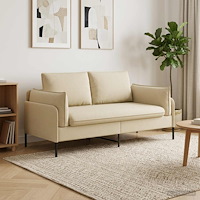 vidaXL 2-sits soffa Gräddvit 188 x 81 x 89 cm Tyg