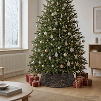 vidaXL Julträdskrage Rund Svart Diam. 105 x 28 cm Vattenhyacint