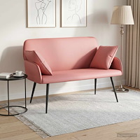 vidaXL Tvåsitssoffa med metallben 2-sits Rosa Konstläder