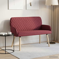 vidaXL 2-sitssoffa med ben i massivt trä 2-sits Vinröd Linnetyg