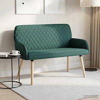 vidaXL 2-sitssoffa med ben i massivt trä 2-sits Mörkgrön Linnetyg
