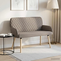 vidaXL 2-sitssoffa med ben i massivt trä 2-sits Taupe Linnetyg