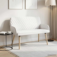 vidaXL 2-sitssoffa med ben i massivt trä 2-sits Vit Linnetyg