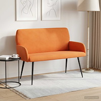 vidaXL Tvåsitssoffa med metallben 2-sits Orange Kordread tyg