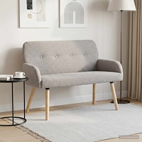 vidaXL 2-sitssoffa med ben i massivt trä Ljusgrå Bouclé