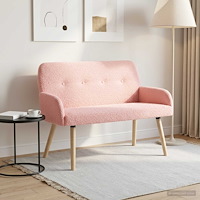 vidaXL 2-sitssoffa med ben i massivt trä Rosa Bouclé