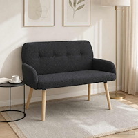 vidaXL 2-sitssoffa med ben i massivt trä Mörkgrå Bouclé
