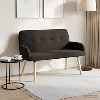 vidaXL 2-sitssoffa med ben i massivt trä Svart Bouclé