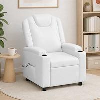 vidaXL Reclinerfåtölj med massage Vit 75 x 95 x 106 cm Tyg