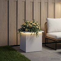 vidaXL Odlingslåda med LED Vit 40 x 40 x 40 cm Stål