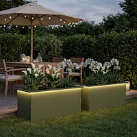 vidaXL Odlingslåda med LED 2 st Olivgrön 40 x 80 x 40 cm Stål