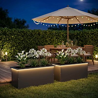 vidaXL Odlingslåda med LED 2 st Svart 40 x 100 x 40 cm Stål