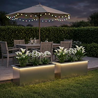vidaXL Odlingslåda med LED 2 st Silver 40 x 100 x 40 cm