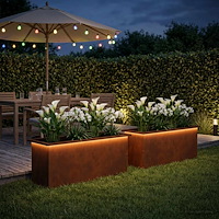 vidaXL Odlingslåda med LED 2 st Rostig 40 x 100 x 40 cm