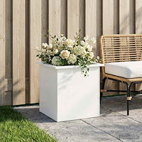vidaXL Odlingslåda med LED Vit 50 x 50 x 48 cm Stål